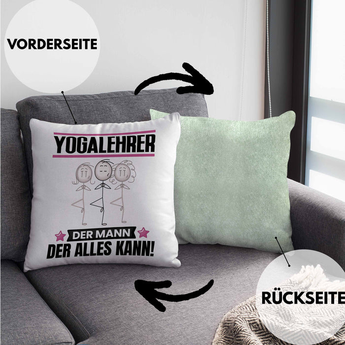 Yogalehrer Kissen mit Füllung 40x40 Geschenk für Yogalehrer Der Mann Der Alles Kann Geschenkidee zum Geburtstag (Grau) Grün Trendation