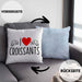 Kissen mit Füllung 40x40 "I Love Croissants" Lustiges Geschenk für Croissant-Liebhaber Frankreich (Grau) Blau Trendation