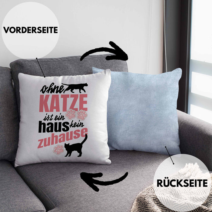 Katze Kissen mit Füllung 40x40 Katzenbesitzer Geschenk Katzen Geschenkidee Lustige Kissen mit Füllung 40x40 mit Spruch Kater Katzenmama (Grau) Blau Trendation