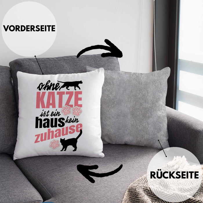 Katze Kissen mit Füllung 40x40 Katzenbesitzer Geschenk Katzen Geschenkidee Lustige Kissen mit Füllung 40x40 mit Spruch Kater Katzenmama (Grau) Grau Trendation