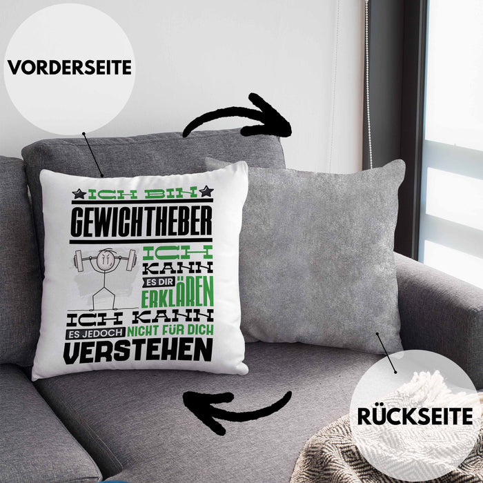 Gewichtheber Geschenk Kaffee-Kissen mit Füllung 40x40 Geschenkidee für Gewichtheber Ich Bin Gewichtheber Ich Kann Es Dir Erklären Jedoch Nicht Für Dich Verstehen Spruch Lustig (Grau) Grau Trendation