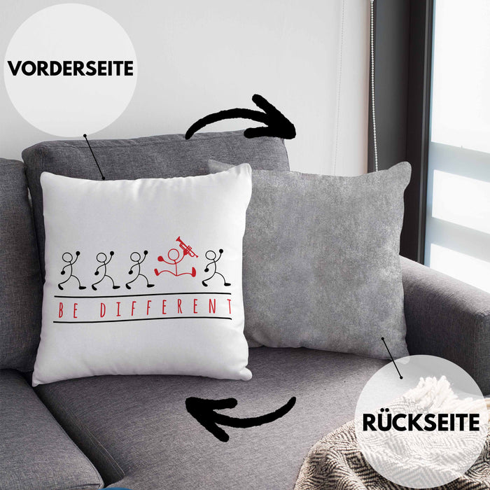 Posaunist Kissen mit Füllung 40x40 Geschenk Sei Anders Posaune Kaffee Geschenkidee Lustig (Grau) Grau Trendation