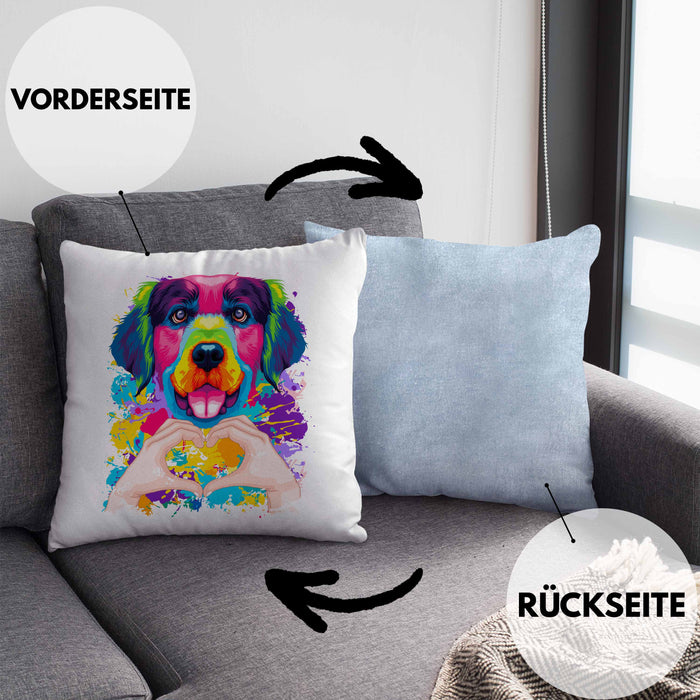 Golden Retriever Besitzer Farbe Love Kissen mit Füllung 40x40 Geschenk Lustiger Spruch Geschenkidee Golden Retriever Besitzerin (Grau) Blau Trendation