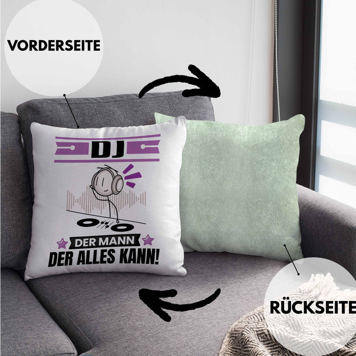 DJ Kissen mit Füllung 40x40 Geschenk für DJ Der Mann Der Alles Kann Geschenkidee zum Geburtstag (Grau) Grün Trendation