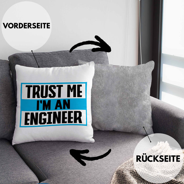 Ingenieur Kissen mit Füllung 40x40 Gadget Geschenk Ingeneur Geschenkidee Lustig (Grau) Grau Trendation