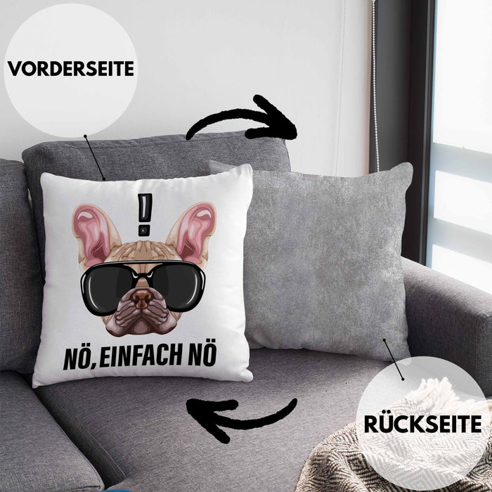 Nö Einfach Nö Kissen mit Füllung 40x40 Geschenk für Mops-Besitzer für Freundin Sarkasmus Humor (Grau) Grau Trendation