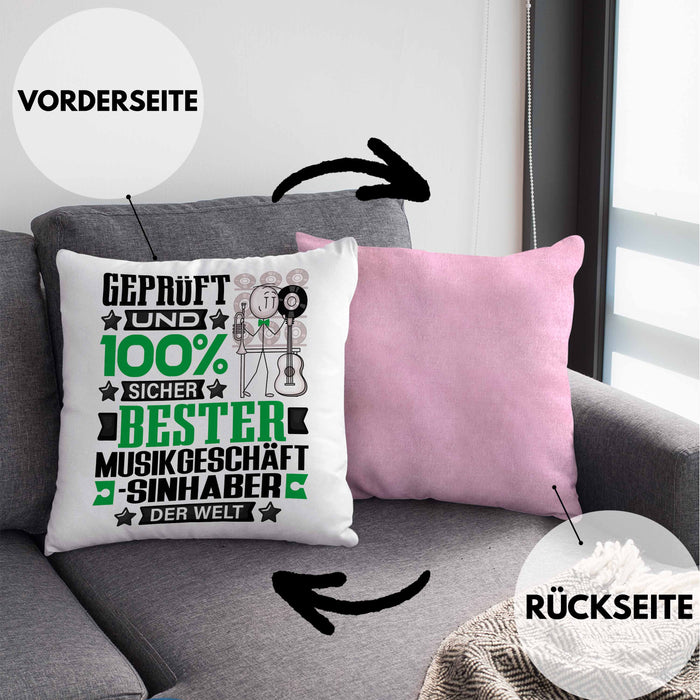 Musikgeschäftsinhaber Geschenk Lustiger Spruch für Musikgeschäftsinhaber Geschenkidee Bester Musikgeschäftsinhaber Der WeltKissen mit Füllung 40x40 (Grau) Rosa Trendation