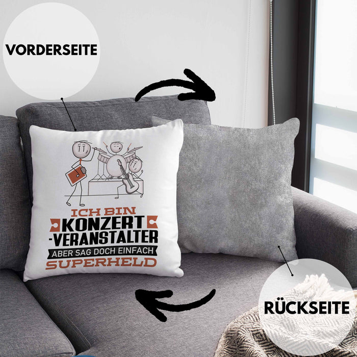 Konzertveranstalter Geschenk Kissen mit Füllung 40x40 Ich Bin Konzertveranstalter Aber Sag Doch Einfach Superheld Lustige Geschenkdiee für Konzertveranstalter (Grau) Grau Trendation