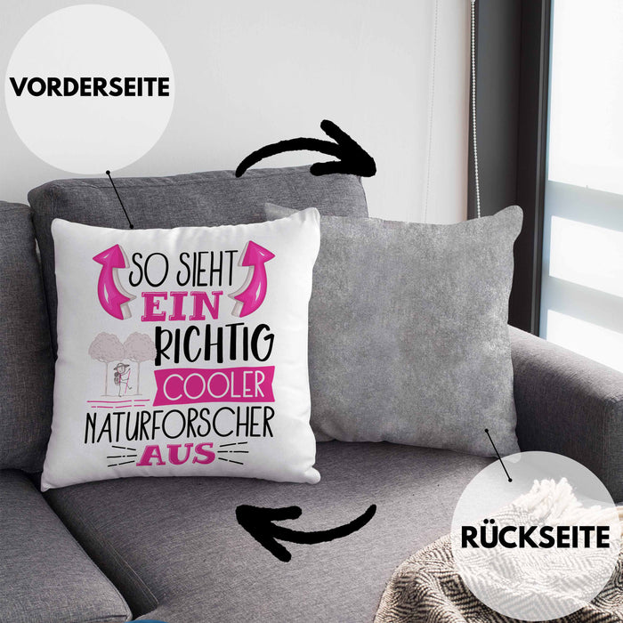 So Sieht Ein Richtig Cooler Naturforscher Aus Kissen mit Füllung 40x40 Geschenk für Naturforschende Geburtstag Geschenkdiee (Grau) Grau Trendation