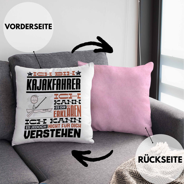 Kajakfahrer Geschenk Kissen mit Füllung 40x40 Lustige Geschenkdiee für einen Kajakfahrer Geburtstag Ich Bin Kajakfahrer Ich Kann Es Dir Erklären Aber Nicht Für Dich Verstehen (Grau) Rosa Trendation