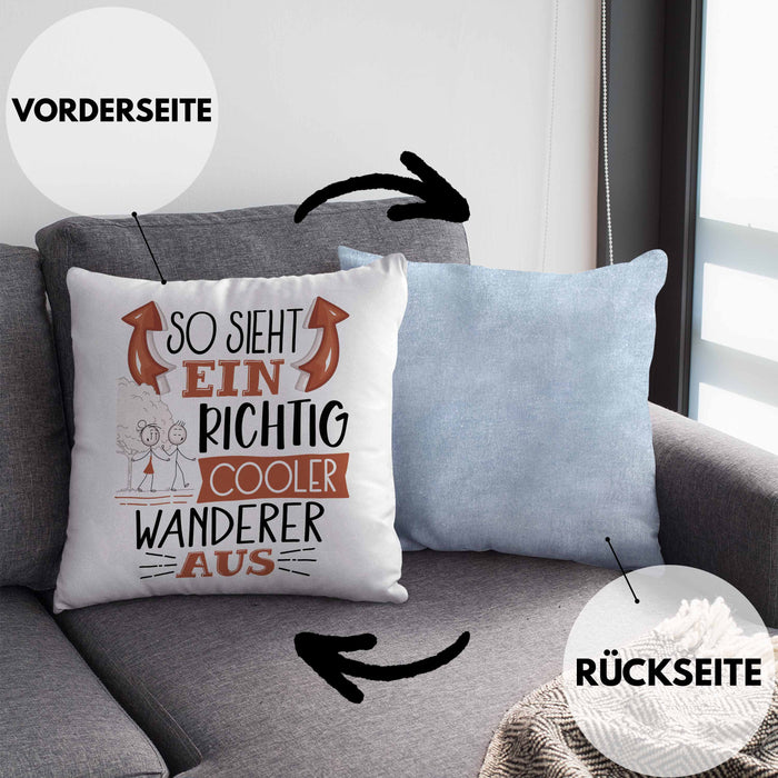 So Sieht Ein Richtig Cooler Wandern Aus Geschenk Kissen mit Füllung 40x40 Lustiger Spruch Geschenkidee (Grau) Blau Trendation