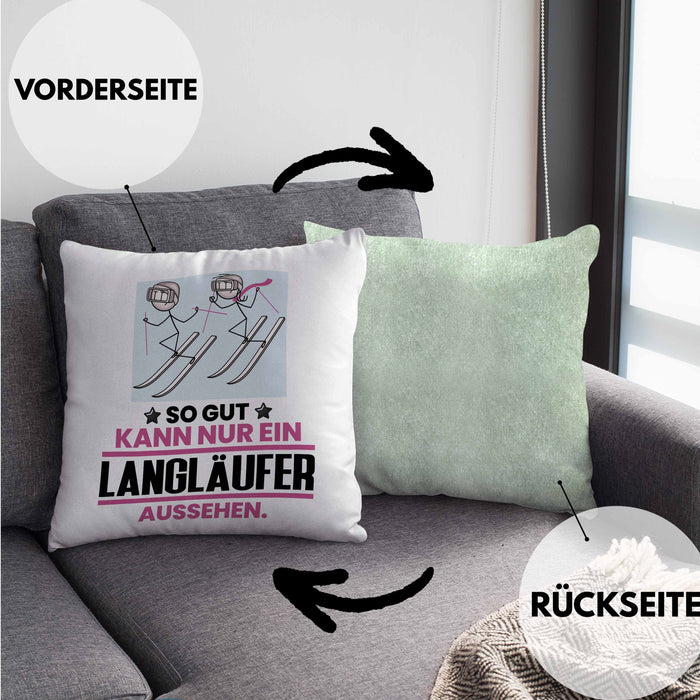 Langläufer Geschenk Kissen mit Füllung 40x40 So Gut Kann Nur Ein Langläufer Aussehen Geschenkidee (Grau) Grün Trendation