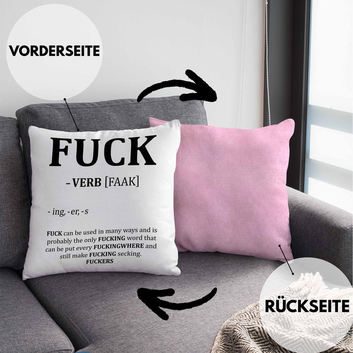 F*** Kissen mit Füllung 40x40 Geschenk Schimpfwort 18+ Geschenkidee Männer Frauen Arbeitskollege Geschenkidee (Grau) Rosa Trendation