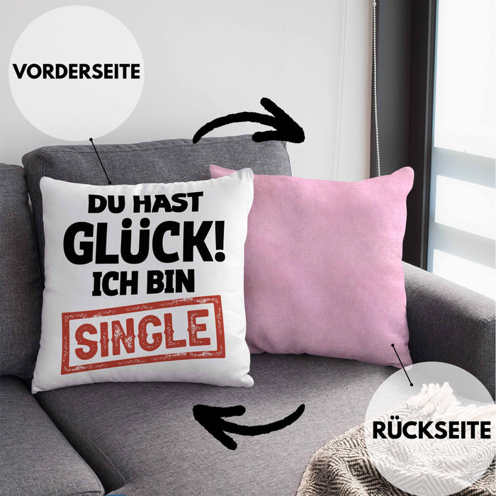 Single Solo Kissen mit Füllung 40x40 Geschenk Kollege Geschenkidee (Grau) Rosa Trendation