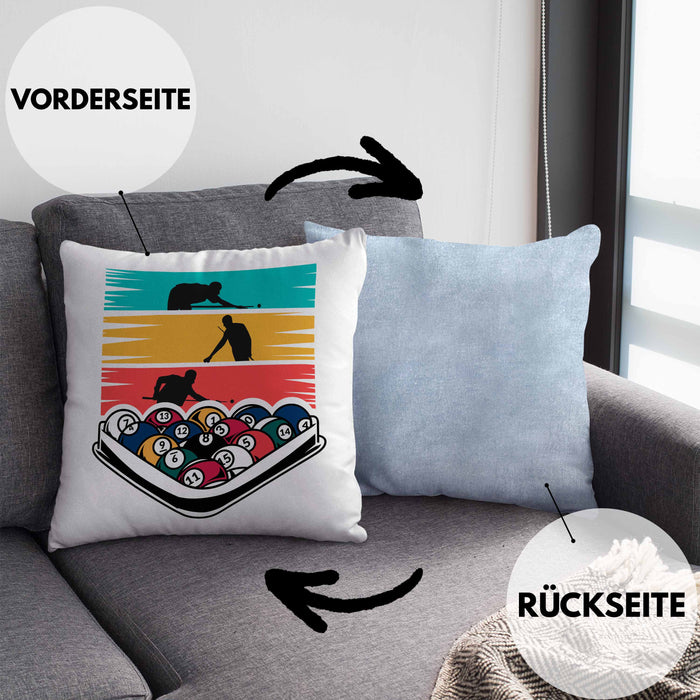 Billard Pool Kissen mit Füllung 40x40 Geschenk Queu Geschenkidee Spruch Grafik (Grau) Blau Trendation