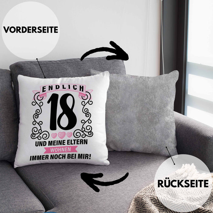 18er Geburtstag Kissen mit Füllung 40x40 Geschenk Mädchen Jungen Geschenkidee Lustig Spruch 18 Geschenke Geschenkideen zum 18 Bday 18. (Grau) Grau Trendation