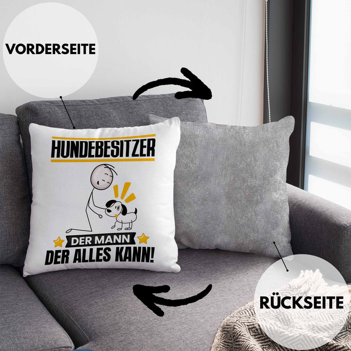 Hundebesitzer Kissen mit Füllung 40x40 Geschenk für Hundebesitzer Der Mann Der Alles Kann Geschenkidee zum Geburtstag (Grau) Grau Trendation