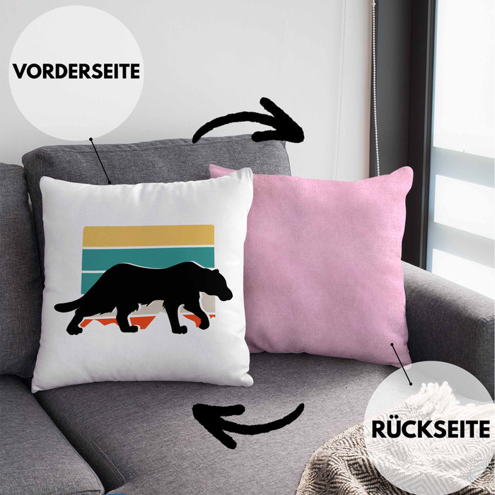 Gepard Kissen mit Füllung 40x40 Geschenk Retro (Grau) Rosa Trendation