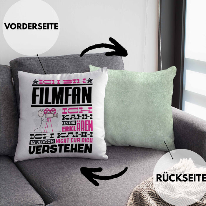 Filmfan Geschenk Kaffee-Kissen mit Füllung 40x40 Geschenkidee für Filmfan Ich Bin Filmfan Ich Kann Es Dir Erklären Jedoch Nicht Für Dich Verstehen Spruch Lustig (Grau) Grün Trendation