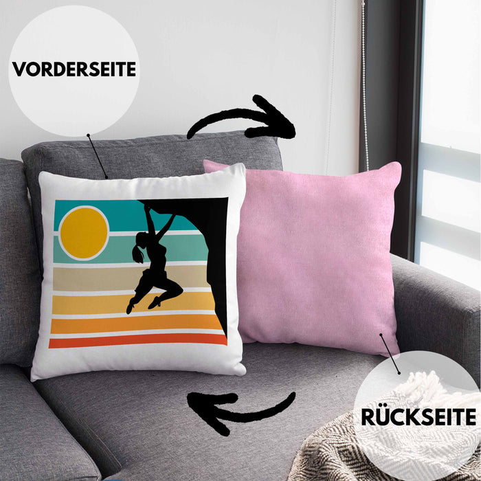 Vintage Kletter-Kissen mit Füllung 40x40 als Geschenk für Bouldersport-Fans (Grau) Rosa Trendation