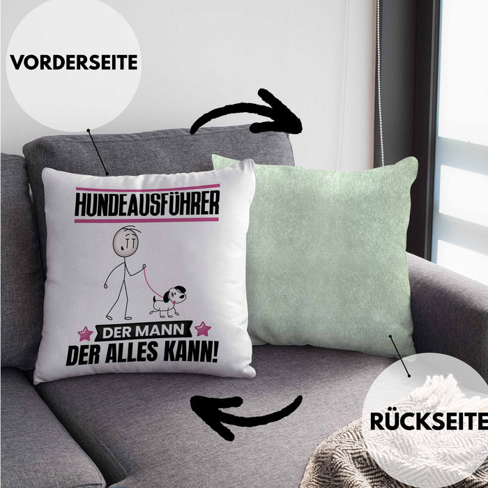 Hundeausführer Kissen mit Füllung 40x40 Geschenk für Hundeausführer Der Mann Der Alles Kann Geschenkidee zum Geburtstag (Grau) Grün Trendation