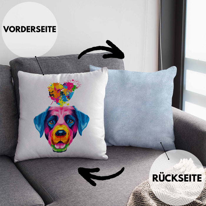 Labrador Herz Farbe Besitzer Kissen mit Füllung 40x40 Geschenk Lustiger Spruch Geschenkidee Labrador Liebhaber (Grau) Blau Trendation