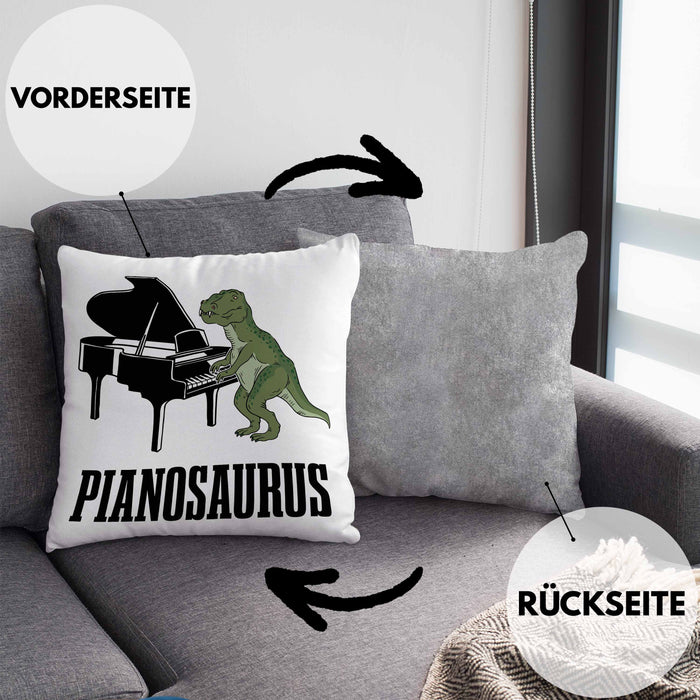 Pinaosaurus Piano-Spieler Kissen mit Füllung 40x40 Geschenk Klavier (Grau) Grau Trendation