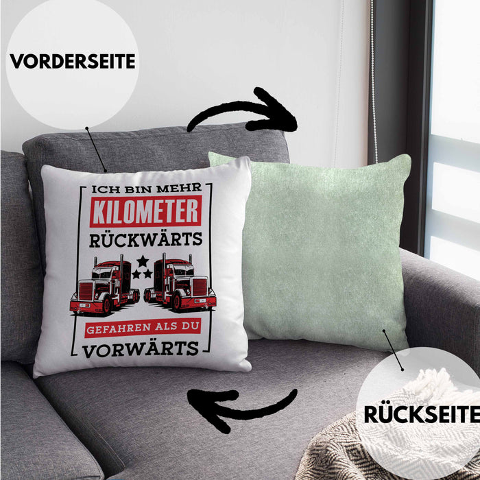 Lustige Kissen mit Füllung 40x40 LKW-Fahrer Geschenk Geschenkidee LKW Spruch (Grau) Grün Trendation