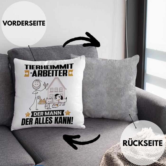 Tierheimmitarbeiter Kissen mit Füllung 40x40 Geschenk für Tierheimmitarbeiter Der Mann Der Alles Kann Geschenkidee zum Geburtstag (Grau) Grau Trendation