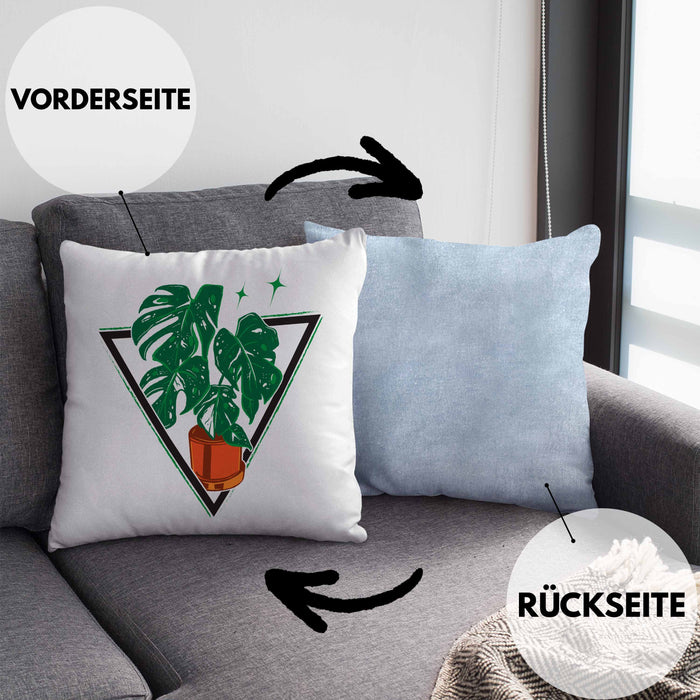 Gärtner Geschenk Kissen mit Füllung 40x40 Pflanzen Motiv Design Geschenkidee Garten-Pflege (Grau) Blau Trendation