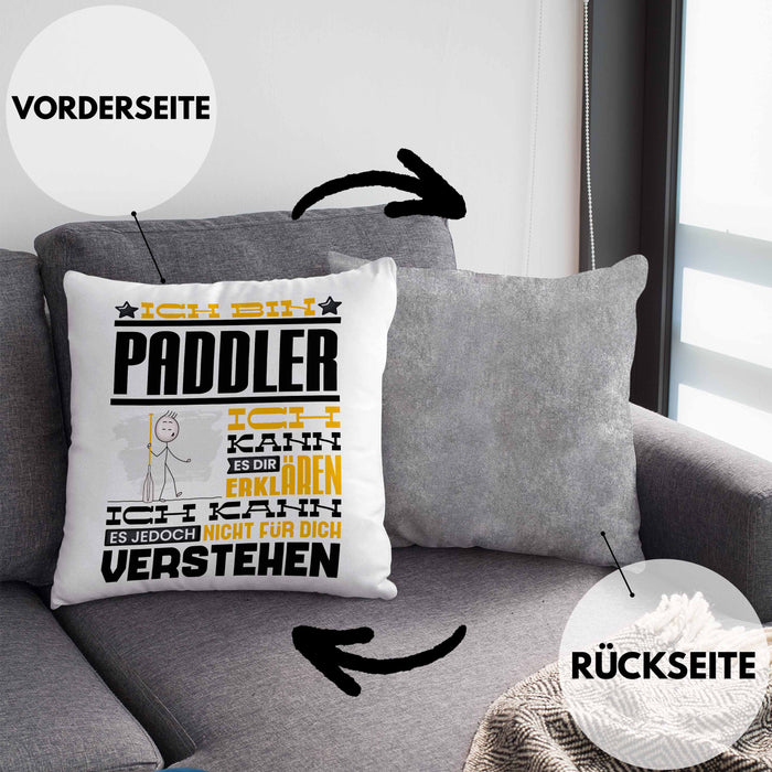Paddler Geschenk Kaffee-Kissen mit Füllung 40x40 Geschenkidee für Paddler Ich Bin Paddler Ich Kann Es Dir Erklären Jedoch Nicht Für Dich Verstehen Spruch Lustig (Grau) Grau Trendation