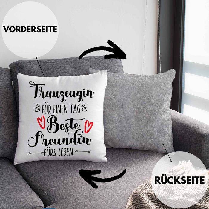 Trauzeugin Kissen mit Füllung 40x40 Geschenk Beste Freundin Überraschung Beste Trauzeugin Spruch Geschenkidee (Grau) Grau Trendation