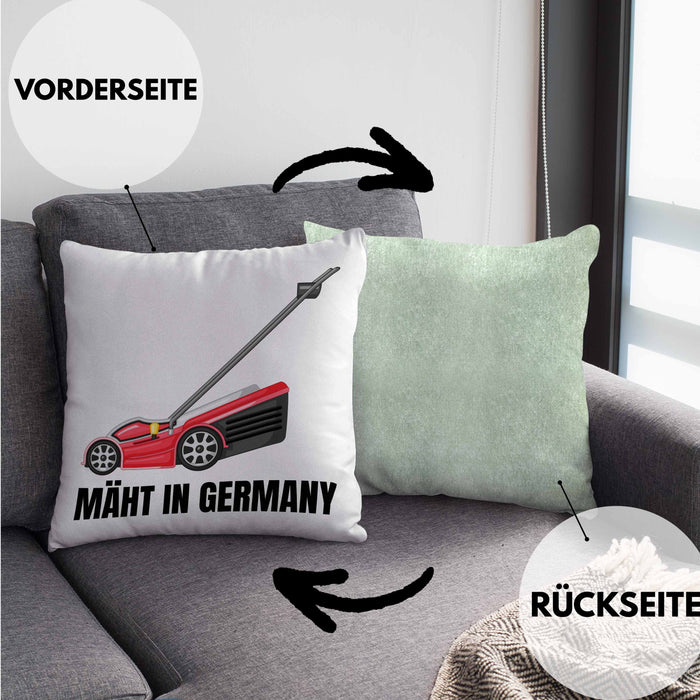 Mäht In Germany Kissen mit Füllung 40x40 Geschenk Gärtner für Hobbygärtner Geschenkidee Geburtstag (Grau) Grün Trendation