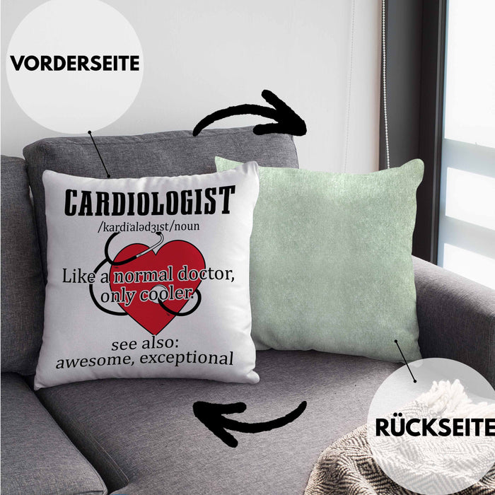 Kardiologe Geschenk Kissen mit Füllung 40x40 Cardiologist Definition Ekg Herz Kardiologie (Grau) Grün Trendation