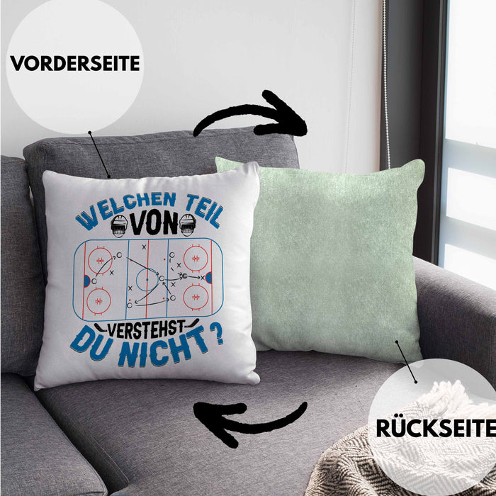 Eishockey Trainer Geschenk Kissen mit Füllung 40x40 Coach Eis-Hockey Spieler Geschenkidee Eishockeyspieler Geschenkdiee Welchen Teil Von Verstehst Du Nicht (Grau) Grün Trendation
