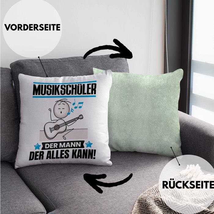 Musikschüler Kissen mit Füllung 40x40 Geschenk für Musikschüler Der Mann Der Alles Kann Geschenkidee zum Geburtstag (Grau) Grün Trendation