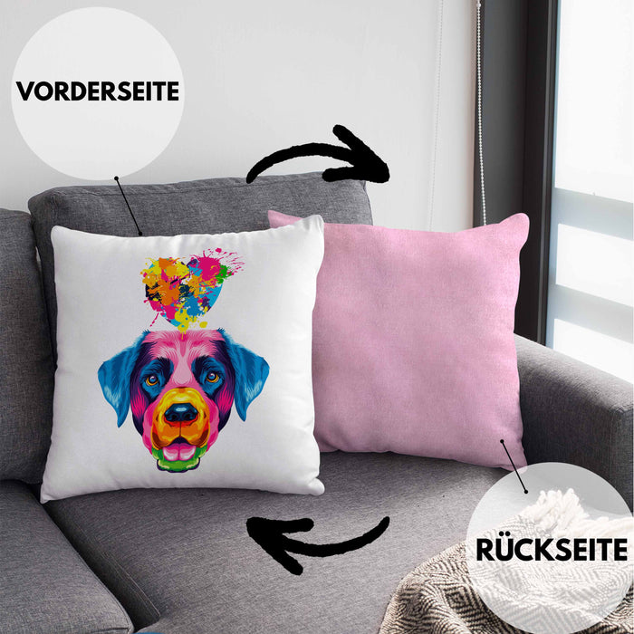Labrador Herz Farbe Besitzer Kissen mit Füllung 40x40 Geschenk Lustiger Spruch Geschenkidee Labrador Liebhaber (Grau) Rosa Trendation