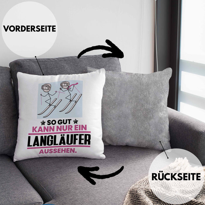 Langläufer Geschenk Kissen mit Füllung 40x40 So Gut Kann Nur Ein Langläufer Aussehen Geschenkidee (Grau) Grau Trendation