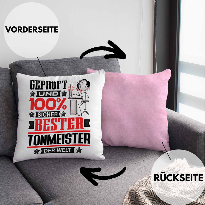 Tonmeister Geschenk Lustiger Spruch für Tonmeister Geschenkidee Bester Tonmeister Der WeltKissen mit Füllung 40x40 (Grau) Rosa Trendation