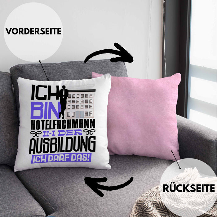 Hotelfachmann Ausbildung Kissen mit Füllung 40x40 Geschenk Ich Bin Hotelfachmann In Der Ausbildung Ich Darf Das Geschenkidee Spruch (Grau) Rosa Trendation