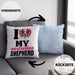 Australian Shepherd Besitzerin Kissen mit Füllung 40x40 Geschenk Lustiger Spruch Geschenkidee I Love My Australian Shepherd (Grau) Blau Trendation