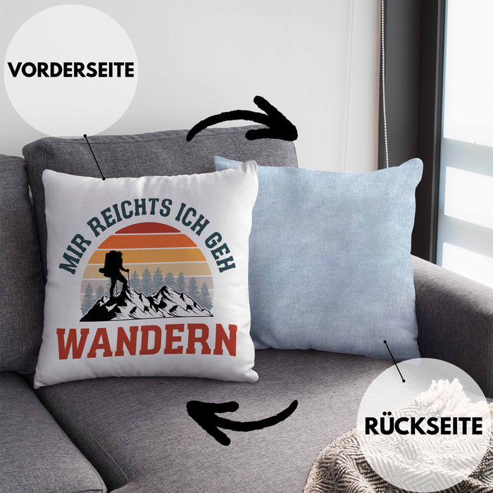 Mir Reichts Ich Geh Wandern Kissen mit Füllung 40x40 Geschenk Wander Kaffee Lustiger Spruch (Grau) Blau Trendation