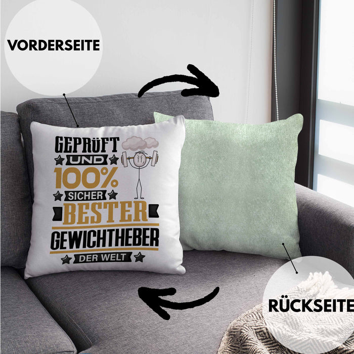 Gewichtheber Geschenk Lustiger Spruch für Gewichtheber Geschenkidee Bester Gewichtheber Der WeltKissen mit Füllung 40x40 (Grau) Grün Trendation