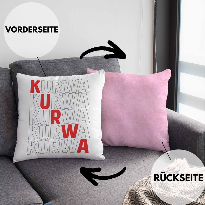 Kurwa Kissen mit Füllung 40x40 Polen Polska (Grau) Rosa Trendation