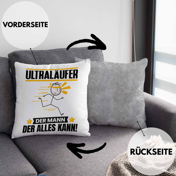Ultraläufer Kissen mit Füllung 40x40 Geschenk für Ultraläufer Der Mann Der Alles Kann Geschenkidee zum Geburtstag (Grau) Grau Trendation