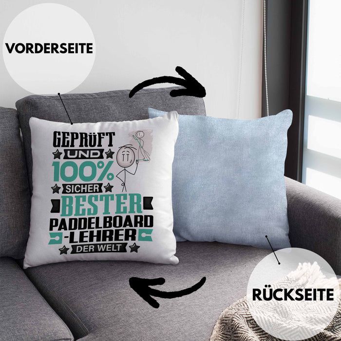 Paddelboard-Lehrer Geschenk Lustiger Spruch für Paddelboard-Lehrer Geschenkidee Bester Paddelboard-Lehrer Der WeltKissen mit Füllung 40x40 (Grau) Blau Trendation