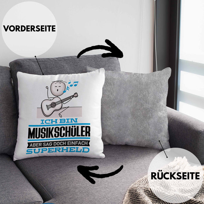 Musikschüler Geschenk Kissen mit Füllung 40x40 Ich Bin Musikschüler Aber Sag Doch Einfach Superheld Lustige Geschenkdiee für Musikschüler (Grau) Grau Trendation
