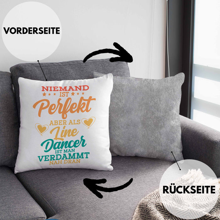 Lustige Line Dance Kissen mit Füllung 40x40 - Tolles Geschenk für Line Dance Enthusiasten "Niemand Ist toll Aber Als Lincedancer" (Grau) Grau Trendation