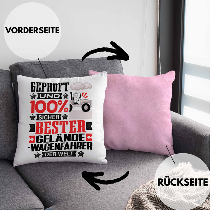 Geländewagenfahrer Geschenk Lustiger Spruch für Geländewagenfahrer Geschenkidee Bester Geländewagenfahrer Der WeltKissen mit Füllung 40x40 (Grau) Rosa Trendation