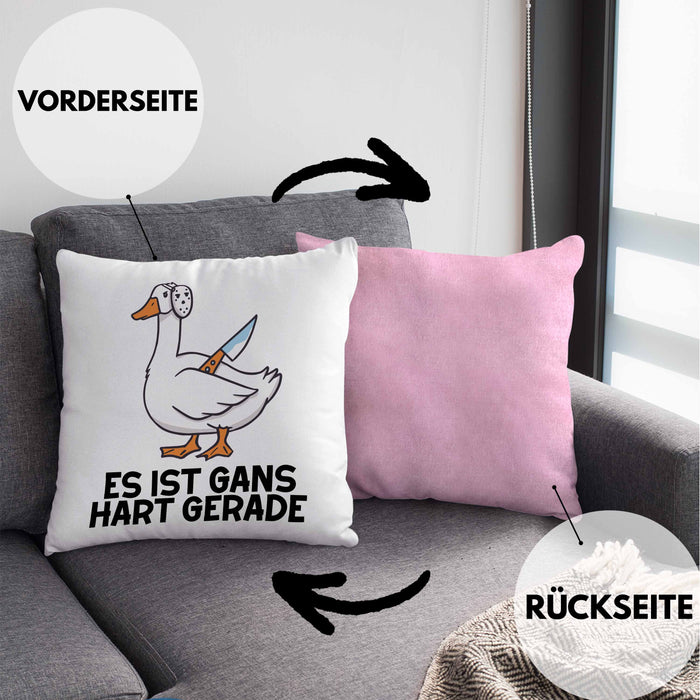 Dank Meme Kissen mit Füllung 40x40 Ganz Gans Besitzer Wortspiel Es Ist Gans Hart Gerade Geschenkidee Depressionen (Grau) Rosa Trendation